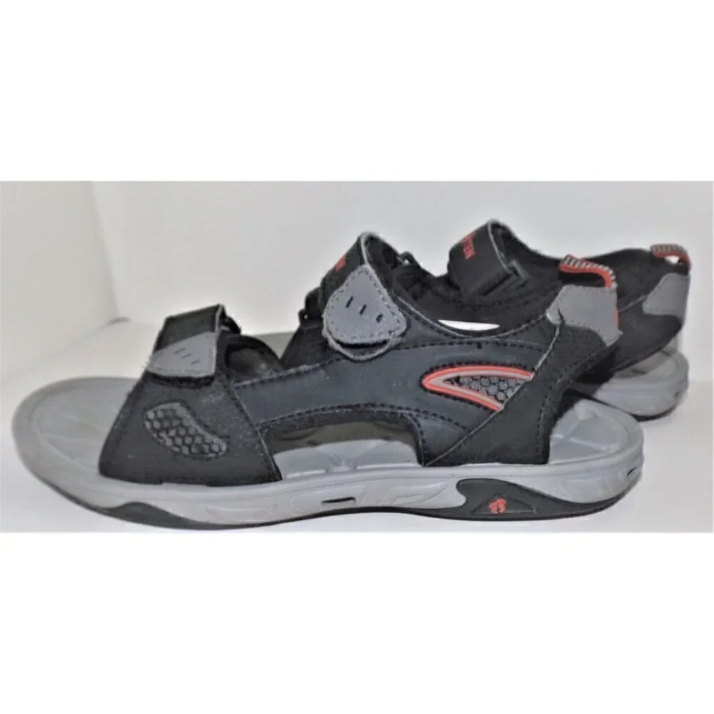 Hang Ten 8 men's black sandals fisherman shoes  hook & loop closure
